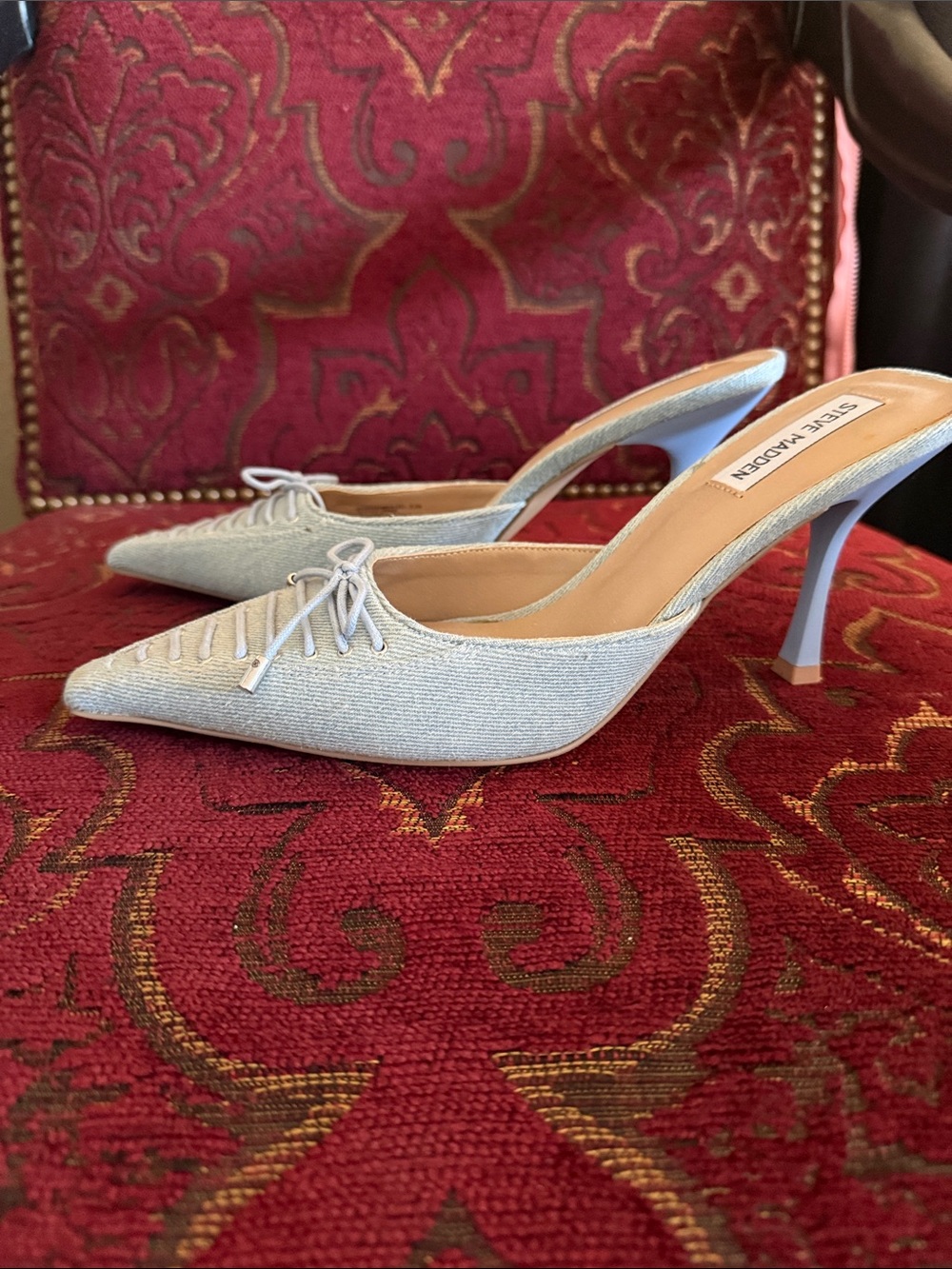 Steve Madden Light Blue Pointed Toe Slingback Mules